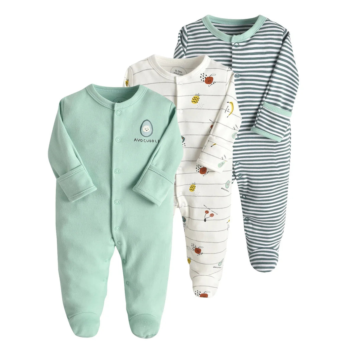 3Pcs Brand Newborn Baby Clothes Set Infant Boys Girls Romper Cotton Long Sleeve Pajamas Jumpsuit Toddler Outfits