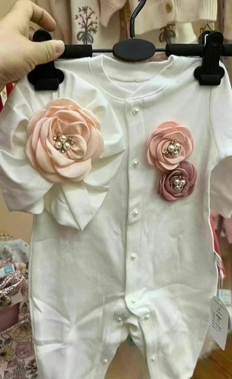 Dollbling Baptism Outfit Boy Prince Luxury Bling Christening Coming Home Romper Bonnet Set Mittens Nursery Hospital Clothing set