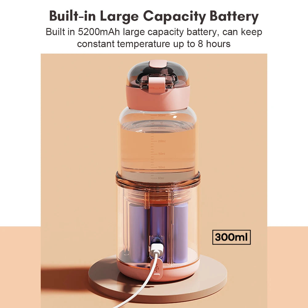 Portable Bottle Warmers For Baby Milk USB Rechargeable 37-55℃ Temperature Control Wireless Electric Baby Bottle Heater On-the-go
