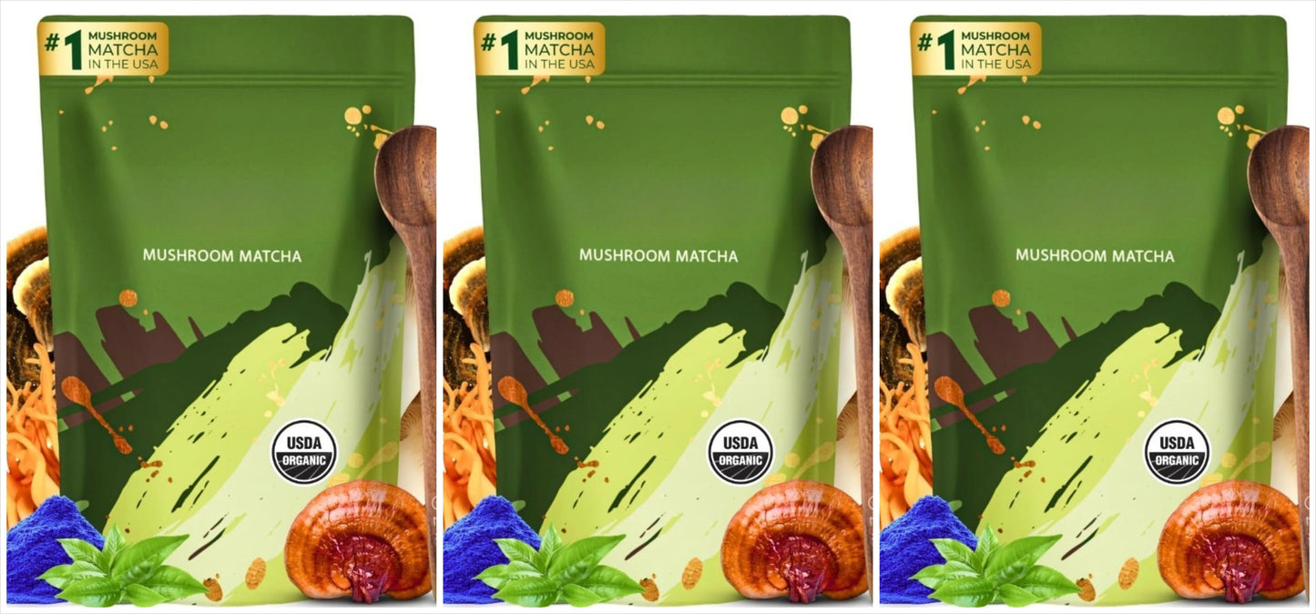 Organic Mushroom Matcha Supplement with Ganoderma Lucidum Lion’s Mane 180g of Natural Nutrients