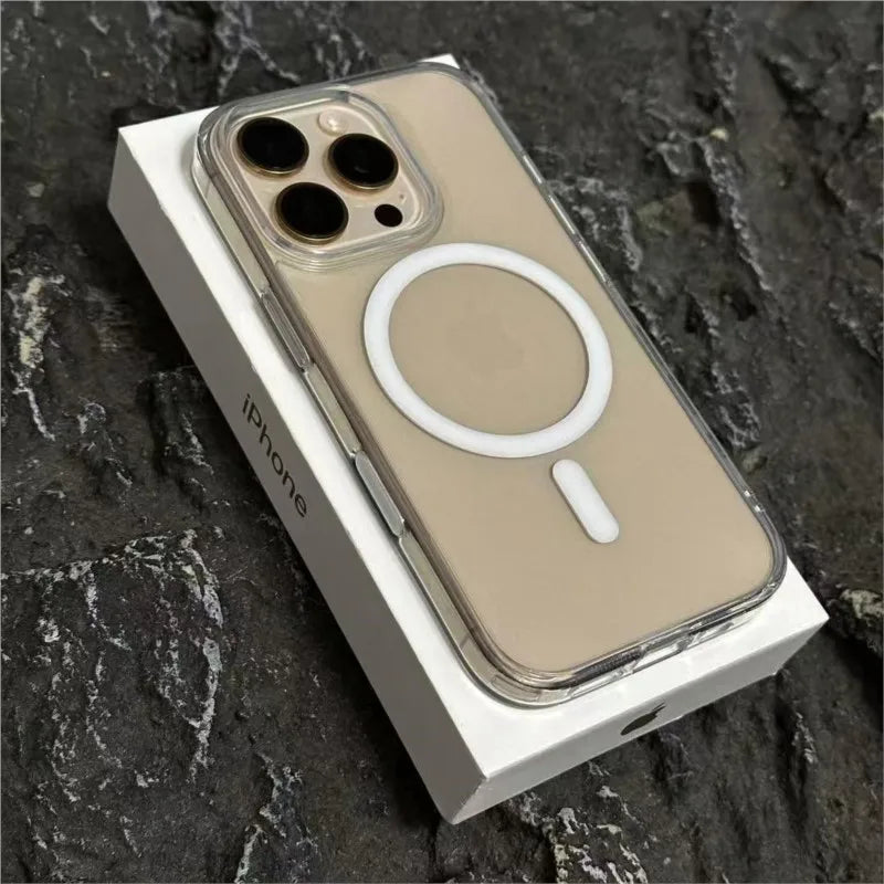 Transparent Magnetic For Magsafe Case For iPhone 17 16 15 14 13 12 Mini 11 Pro Max 14 Plus 16E 17E AIR Wireless Charge Cover