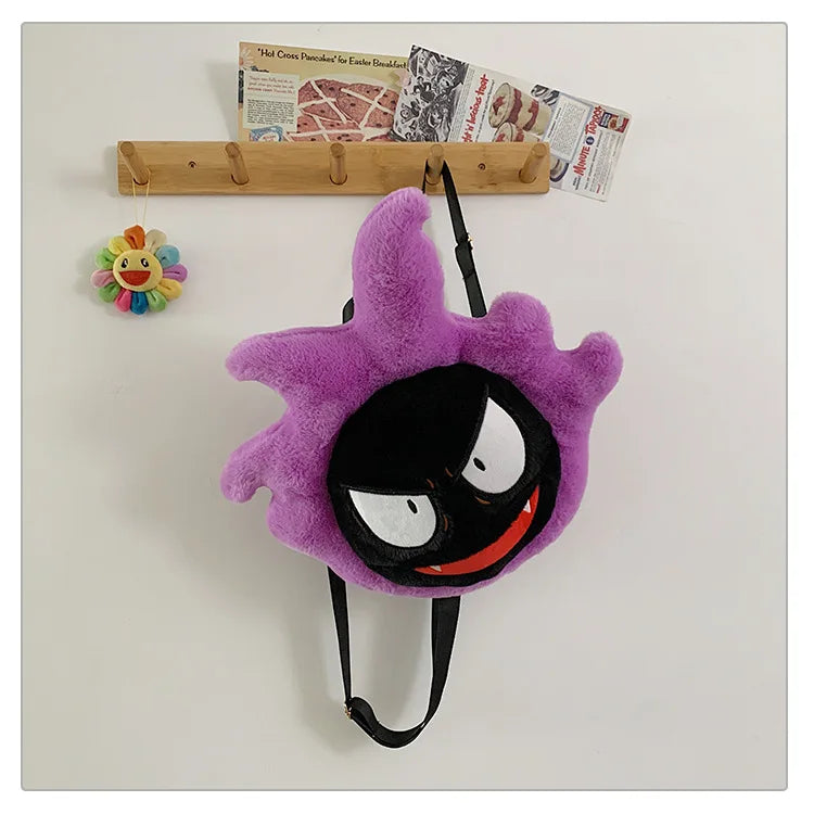 Japanese Style Plush Shoulder Bag Raichu Pikachu Eevee Psyduck Gengar Design Crossbody Backpack for Student Daily Outfit Gift