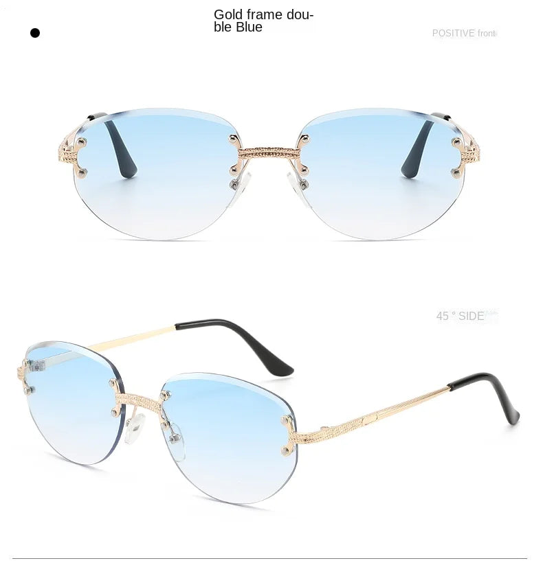Rimless Sunglasses Irregular Fashion Popular Women Men Shades Small Square Sun Glasses for Female Male Summer Traveling Oculos
