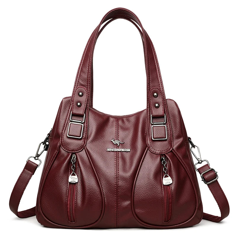 Genuine Brand Top Quality Soft Leather Casual Tote Bags for Women Handbag Luxury Female Shoulder Crossbody Sac Winter Style Bag