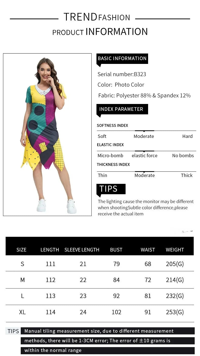 Halloween Cosplay Costume For Women Sally Printed Dresses Party Costume Zenti Carnival Bodysuits Dress Up Female Women Leggings
