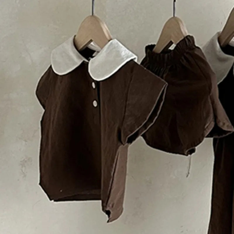 Newborn Baby Boy Cotton Clothes Set Shirt+Shorts 2PCS Infant Toddler Child Fashion Soild Pajamas Suit Outwear Baby Clothes 0-5Y