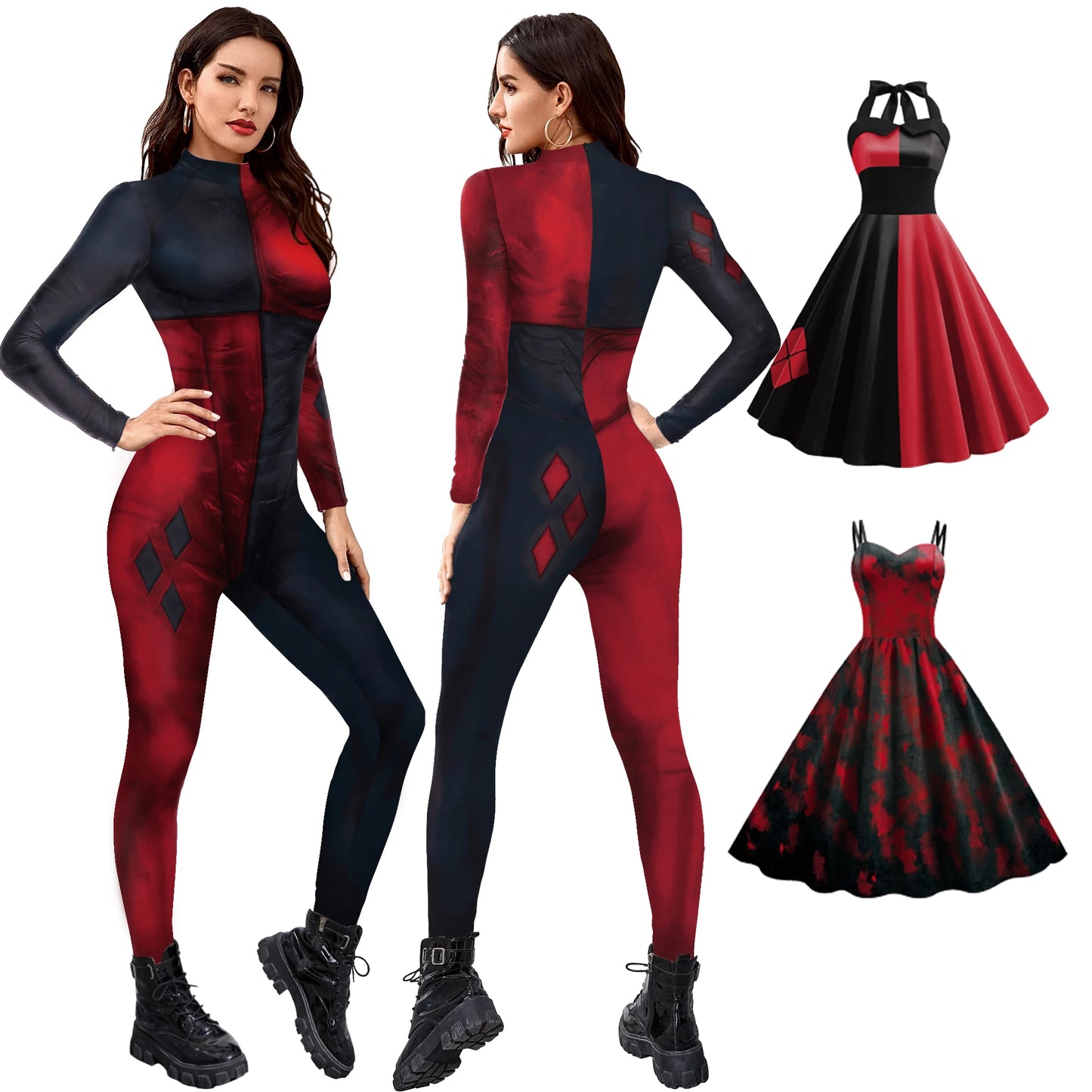 Halloween Costume For Women Cosplay Movie Role Print Jumpsuit Female Christmas Costumes Party Dresses Bobysuit Anime Mujer