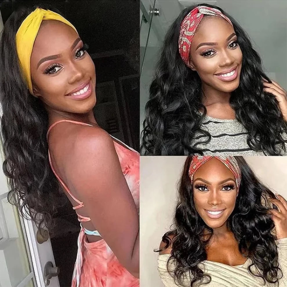 Headband Wig Human Hair Body Wave Glueless Wigs Full Machine Made Wig Peruvian Human Hair Wigs For Black Women Easy to Go 250%