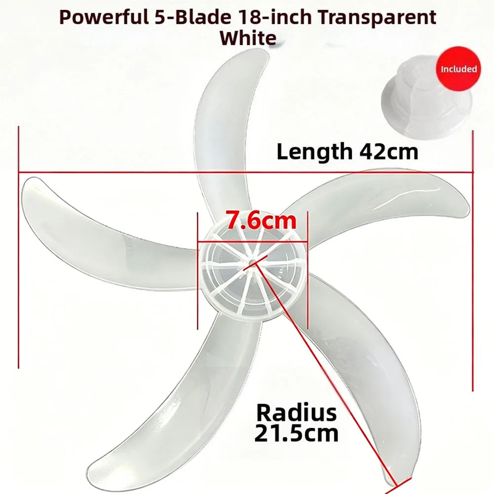 18 Inch Plastic Fan Blade 5 Leaves With Nut Cover Electric Fan Accessories Household Standing Pedestal Fan Blade