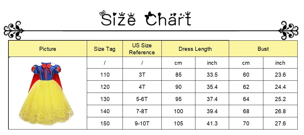 Halloween Birthday Carnival Princess Costume Dress Elsa Anna Snow White Aurora Moana Rapunzel Mermaid Belle for Girls 2-8Y