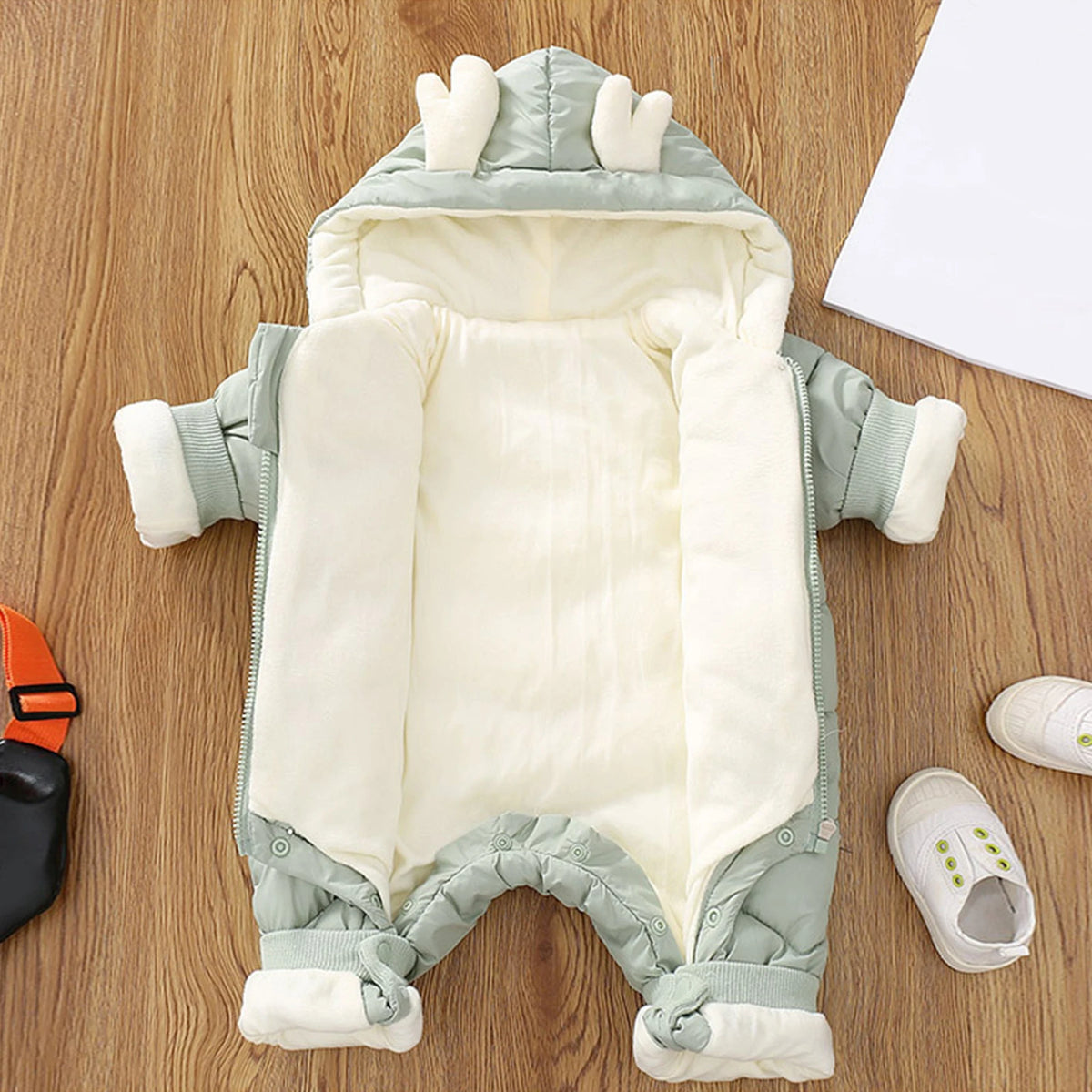 Toddler Kids Winter Rompers,Girls Down Cotton Jacket,Fleece Hood Jumpsuits,Winter Children's Overalls,Boys Snowsuits with Pocket