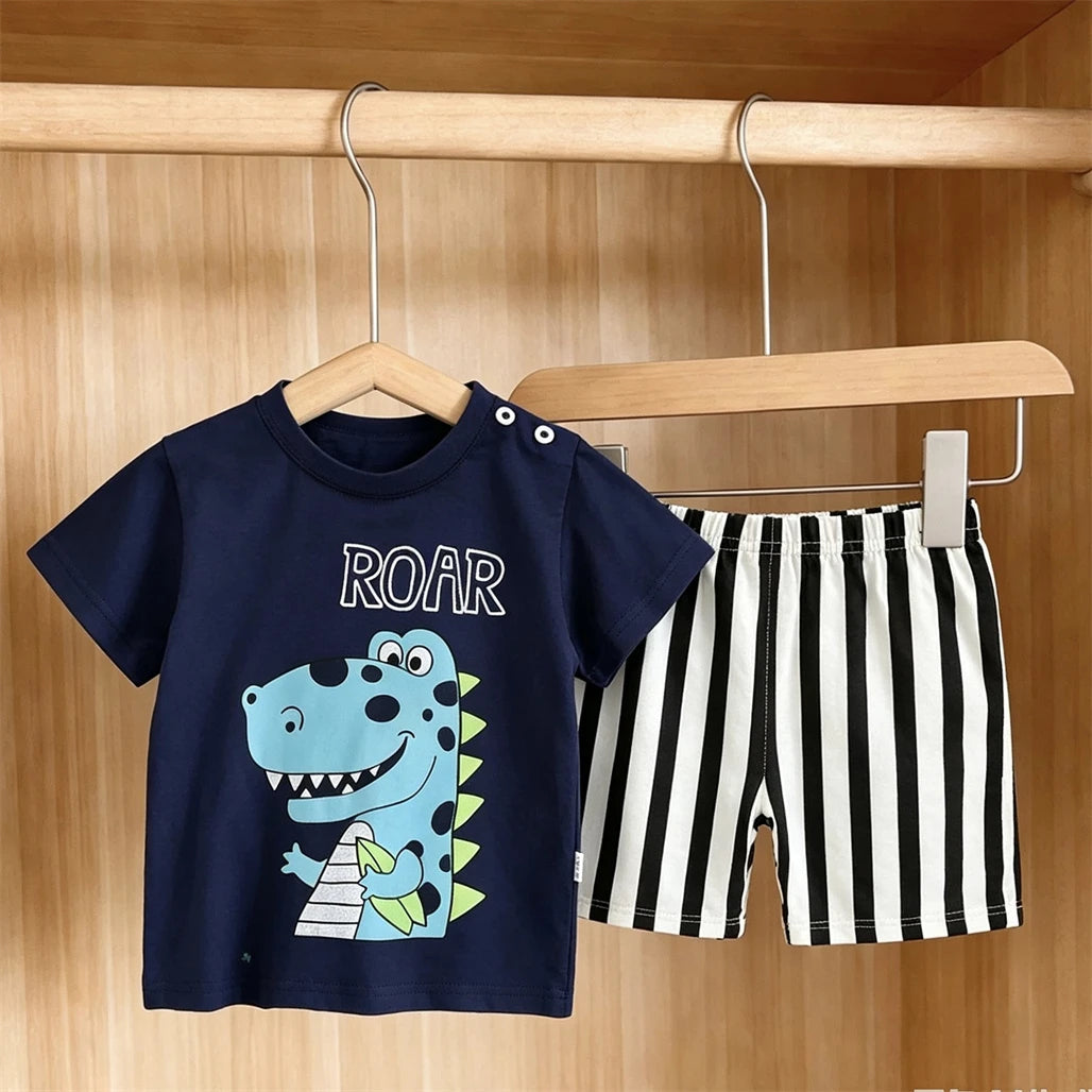 Baby Clothing Cartoon T-shirt+Shorts 2Piece Set Lovely Tees Simple Versatile Shorts Infant Printing Bottoming Shirt Tracksuits