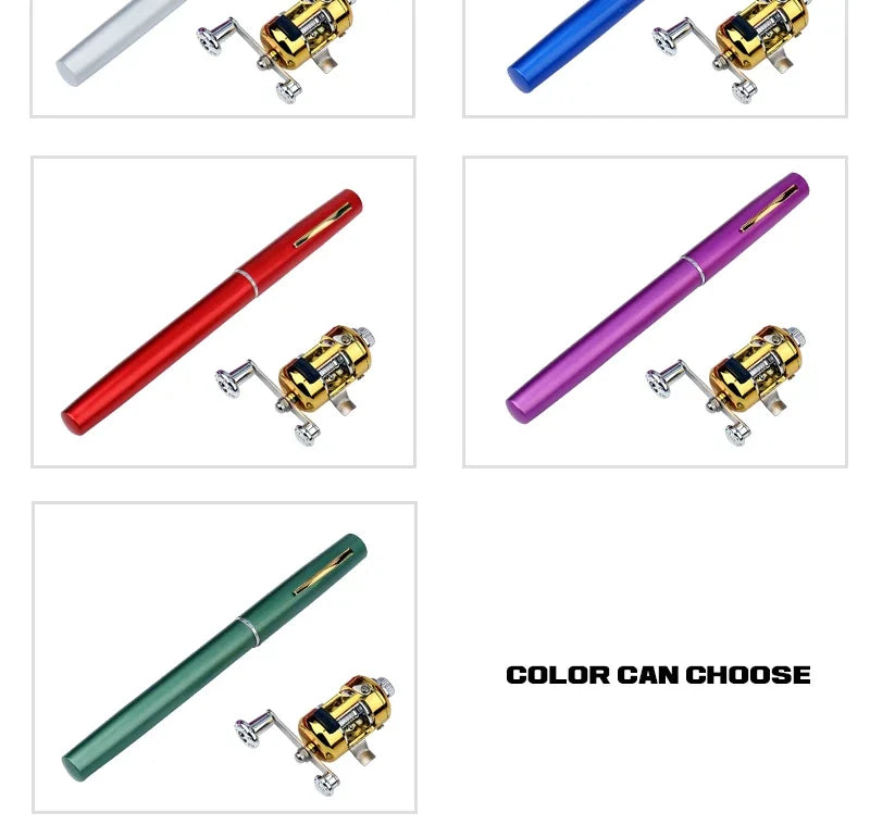 [Fish Rod+Reel+Line+Accessories] Pocket Fishing Rod Reel Full Kit Telescopic Mini Fishing Pole Pen Shape Folded Fishing Rod Kit