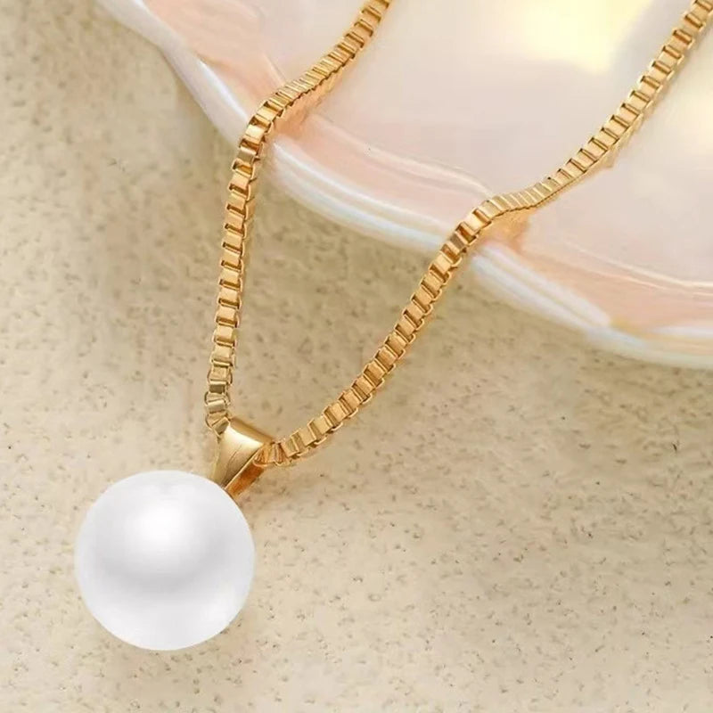 '2 Pieces Of Round Pearl Jewelry Set, Earrings, Pendants, Necklaces, Ladies' Exquisite And Fashionable Wedding Jewelry Set,Gifts