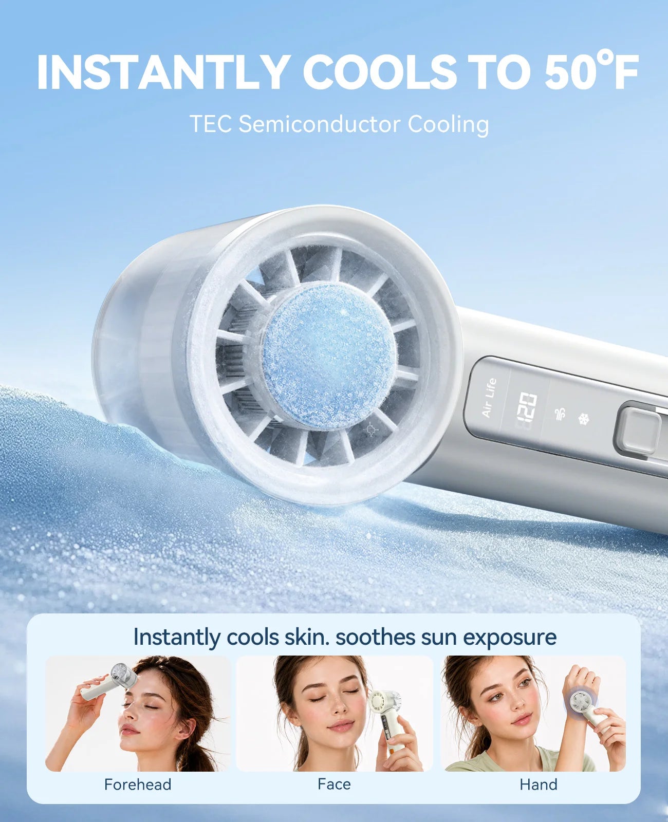 ORICO Portable Handheld Turbo Fan TEC Semiconductor Cold Cooling Mini Pocket Fan 120 Speed Digital Display Rechargeable Travel O
