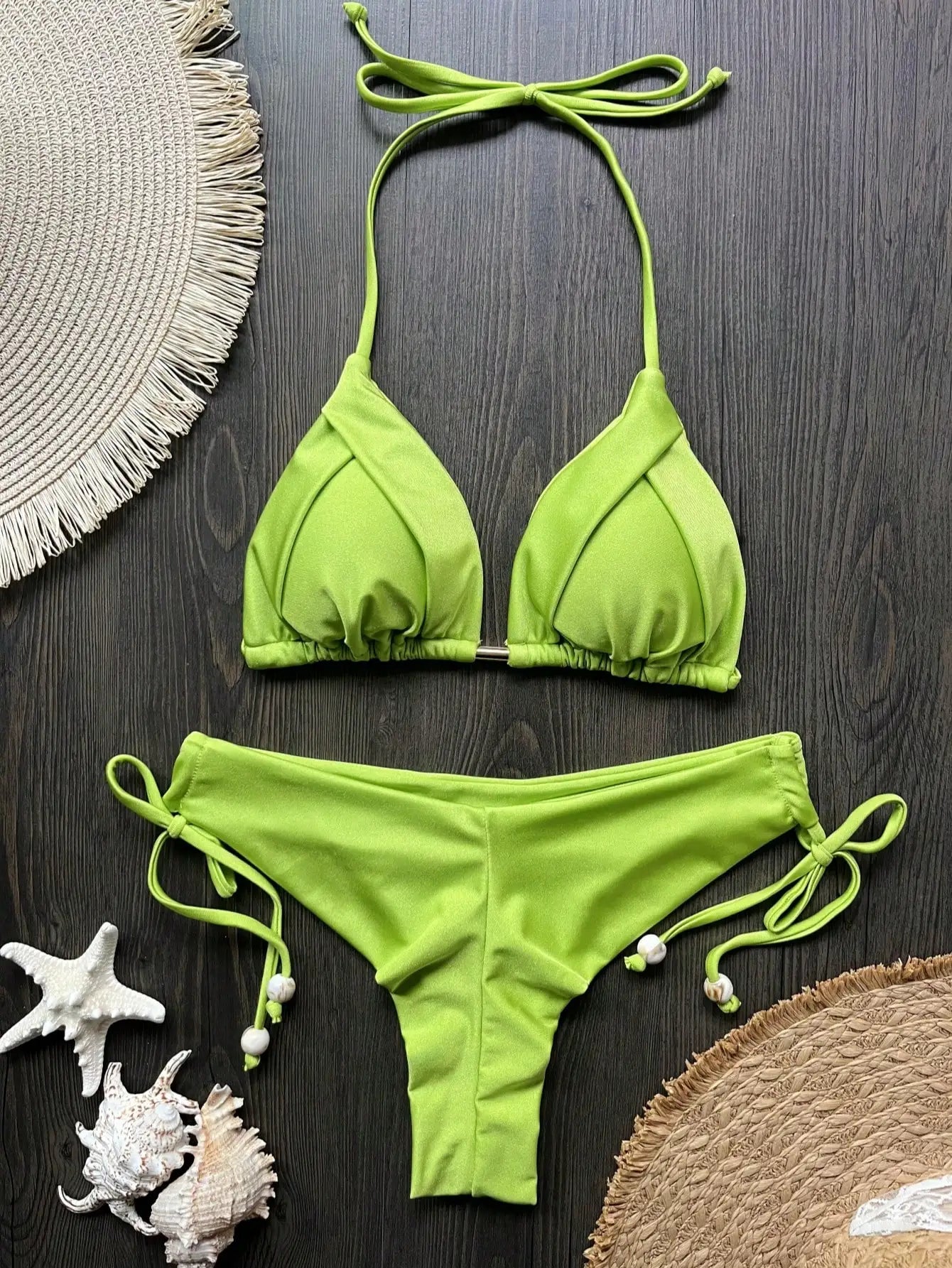2026 Sexy Folds Bikini Set Solid Micro Bikinis Women Swimsuit Female Triangle Swimwear Beach Wear Bathing Suit