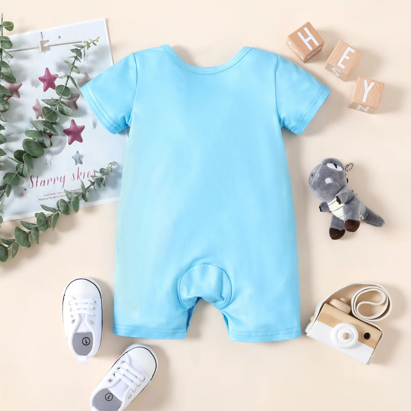 PatPat Baby Boy Stripe/Dinosaur Print Short-sleeve Romper