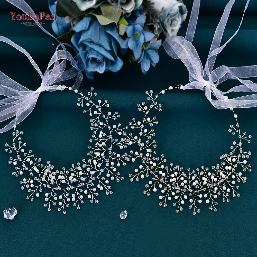 YouLaPan Wedding Rhinestone Sash Belts Pearls Crystal Belt For Girls Bridal Dress Accessories Woman Party Dress Waist Sash SH55