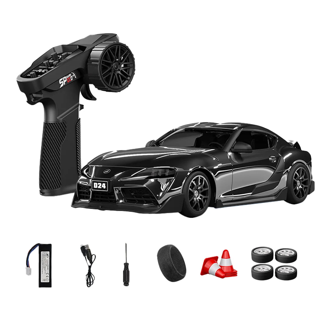 D24 1:24 RC Drift Car 4WD Proportional High Speed Racing Vehicle with ESP Gyro Underglow LED Dual Tires Remote Control Sport Car
