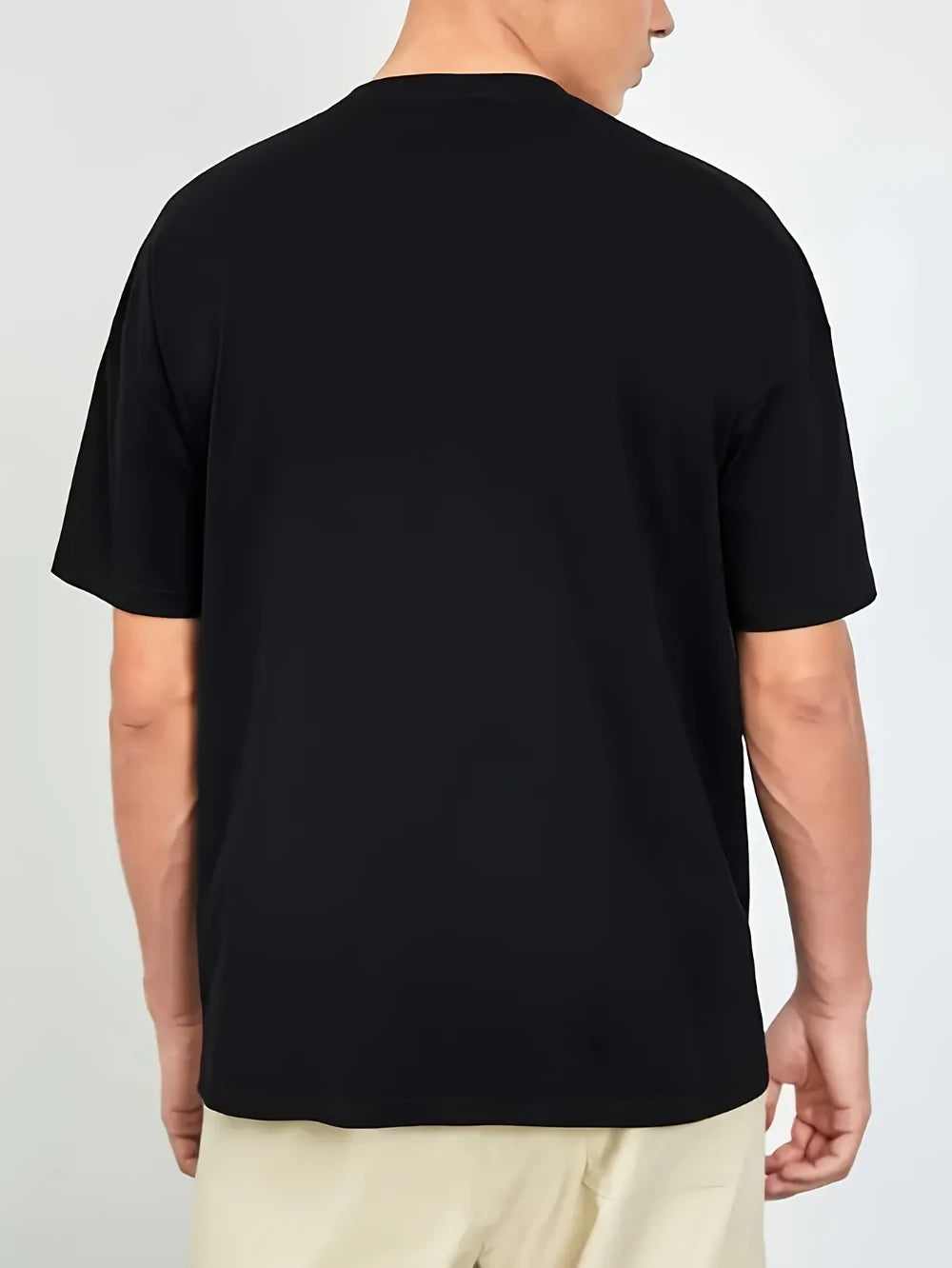 Black and white short-sleeved crew neck casual shirt with the TELETECH brand logo Summer couple's pure loose-fitting streetwear