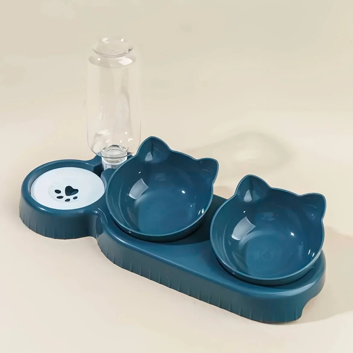 New hot selling cat bowl double bowl pet feeder with anti slip cat paw design, feeding supplies for cats and pets
