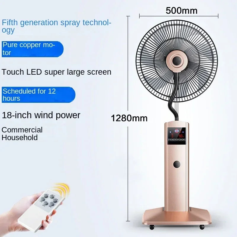2025Spray Fan Landing Home Quiet Remote Control Humidification Cooling Shaking Industrial Blow Water Cooled Atomizing Electric F