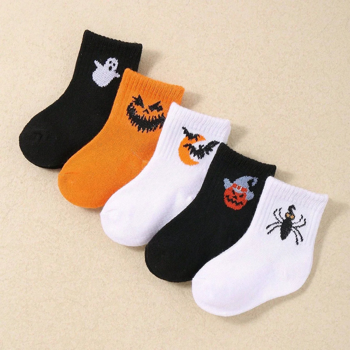 5Pairs/Set Cartoon Baby Socks Cute Halloween Sock for Infant Boy Girl Spring Autumn Soft Cotton Middle Tube Socks Party Gifts