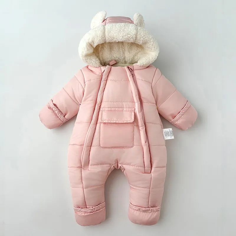 Baby clothes, winter clothes, newborn jumpsuit with fleece and cotton clip baby winter bag handbag foot double zipper