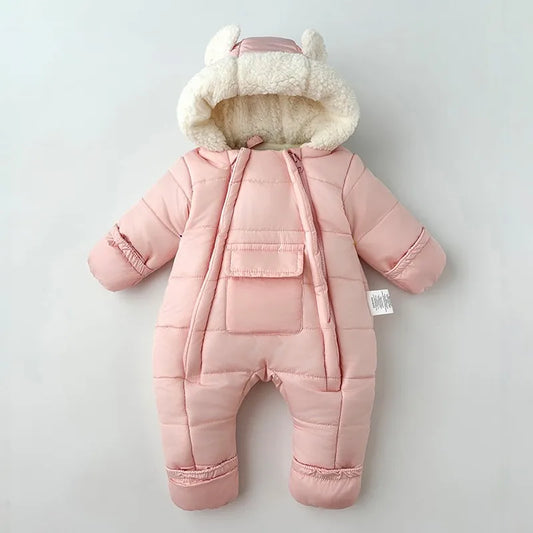 Baby clothes, winter clothes, newborn jumpsuit with fleece and cotton clip baby winter bag handbag foot double zipper
