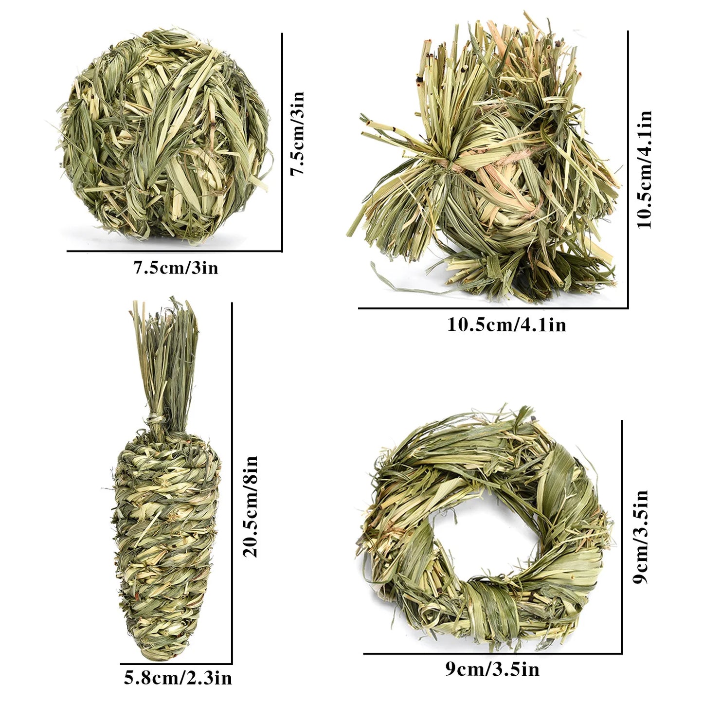 Chew Toys for Rabbits Natural Woven Grass Balls for Small Pets Fun Boredom Relief & Dental Health Chew Snacks for Guinea Pigs