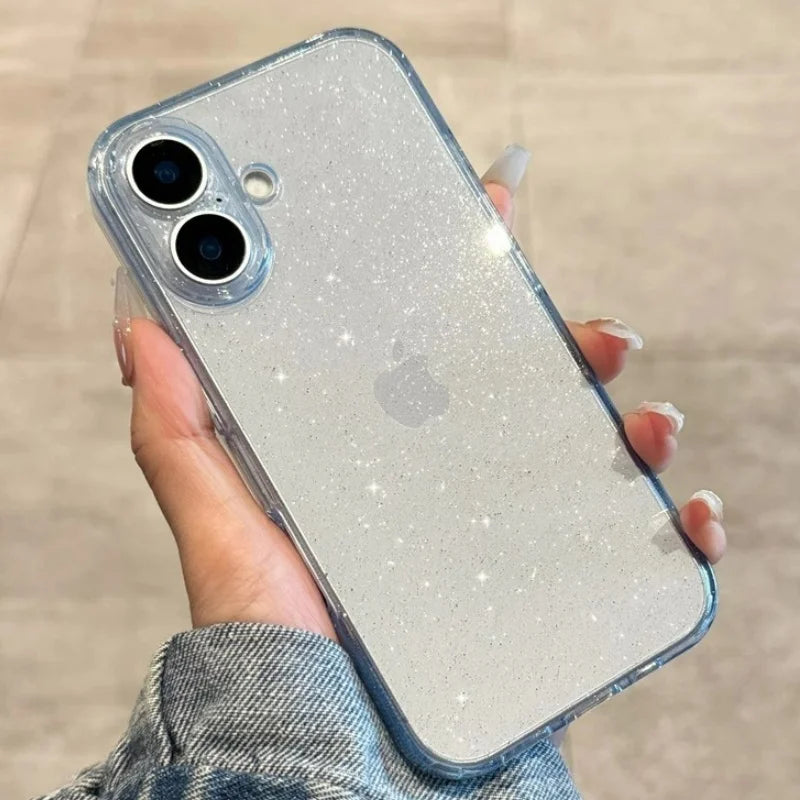 Luxury Soft Silicone Glitter Transparent Phone Case For iPhone  17 Pro Max 11 12 13 14 15 16 Pro Max Air Plus Clear Bumper Cover