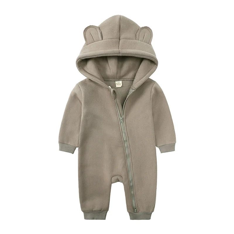 Baby Jumpsuits Rompers Winter Hooded Outfit Hoodies One-pieces Growings Zipper Jumpers Boys Girls Newborn 59-90cm Ropa De Bebe