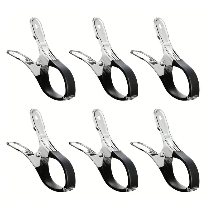 6pcs/set Durable Stainless Steel Pool Cover Clips with Blue Plastic Handles - Heavy Duty Windproof Spring Clips for Secure Above