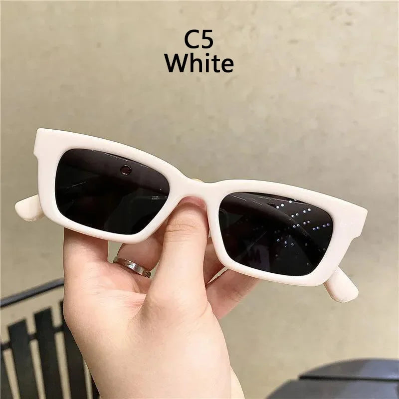 Small Rectangle Women Sun Glasses Brand Men UV Shades Retro Square Black Sunglasses 2021 Luxury Glasses White Decoration Eyewear