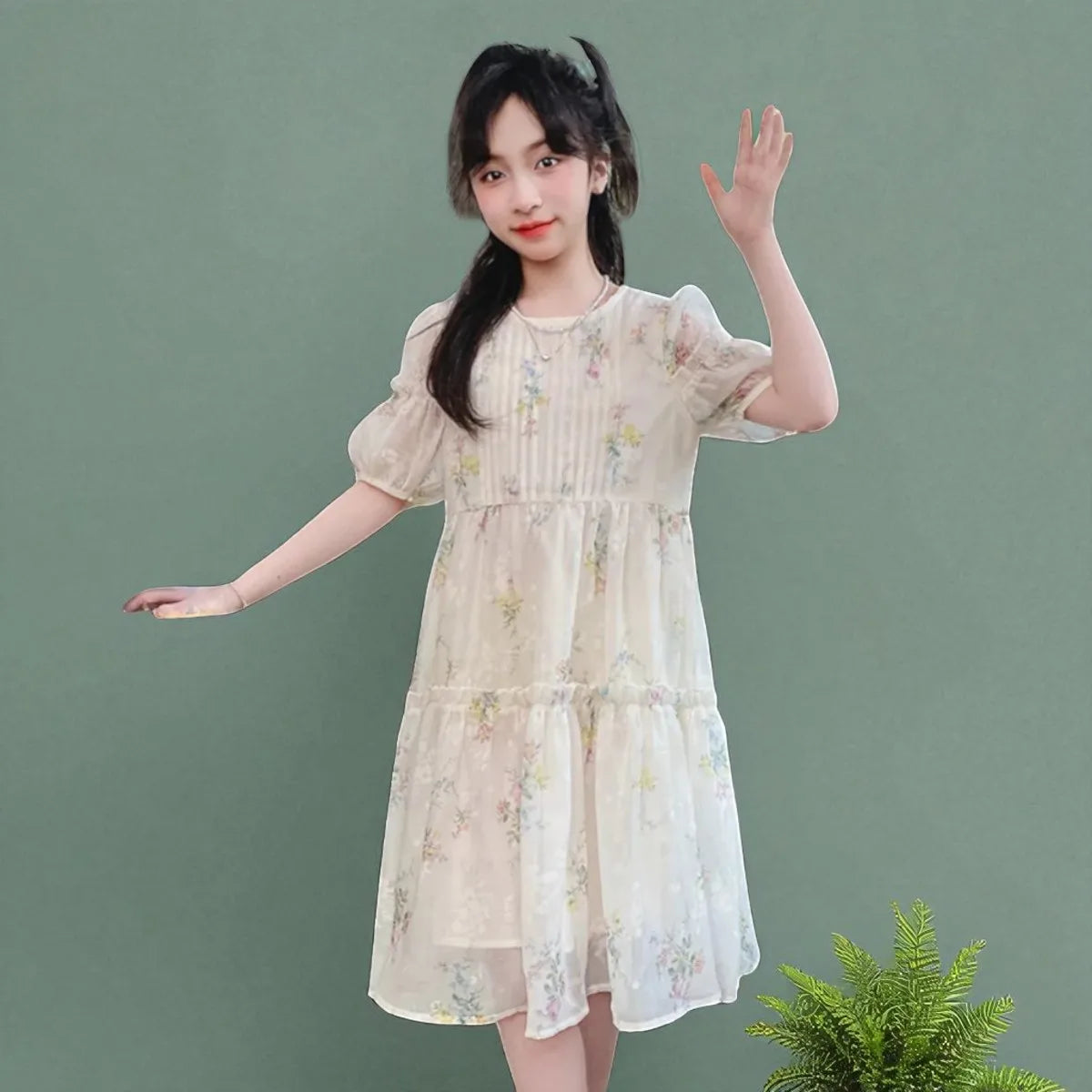 Summer Outfits Baby Kids Flower Dresses for Girls Princess Dress Floral Short Sleeve Children Lolita Costumes 6 8 10 12 13 Years