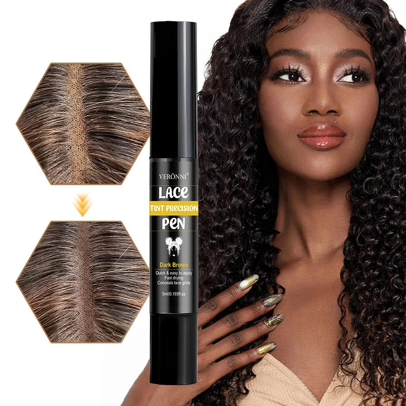 4 Colors Lace Tint Precision Pen 5ml Quick Dry Conceal Lace Dye Pen Portable Lace Tinting Concealer for Lace Wig Hairline Makeup