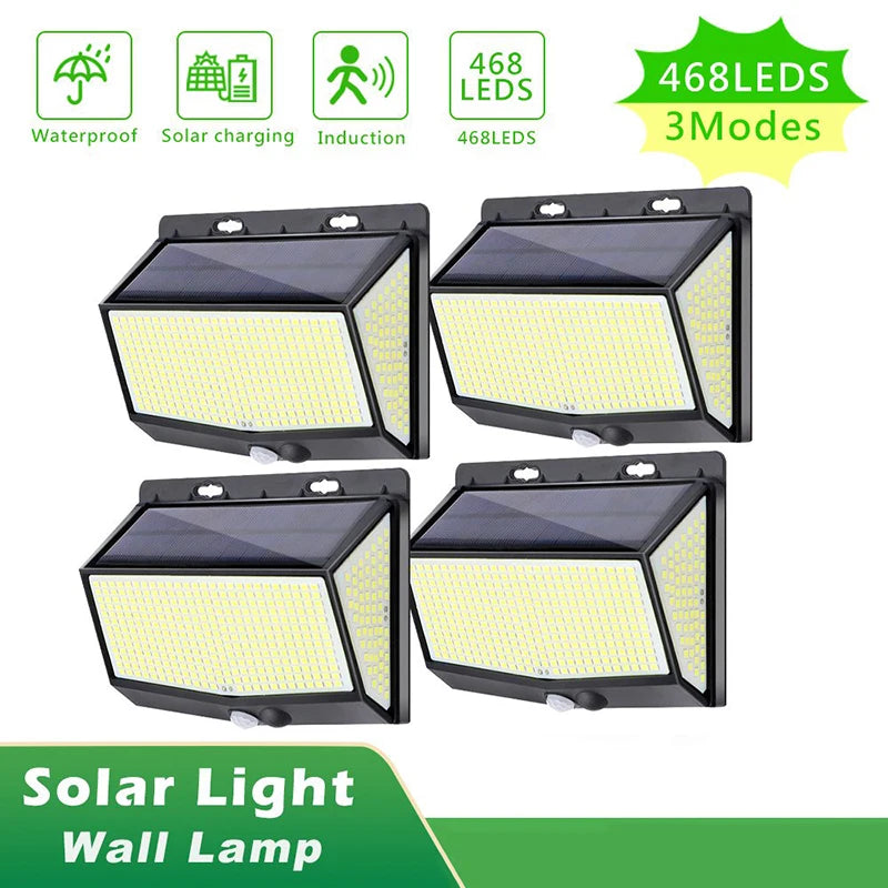 Outdoor 100 LED/468 LED Solar Light Motion Sensor Waterproof Solar Light Solar Power Garden Corridor Decoration Emergency Light