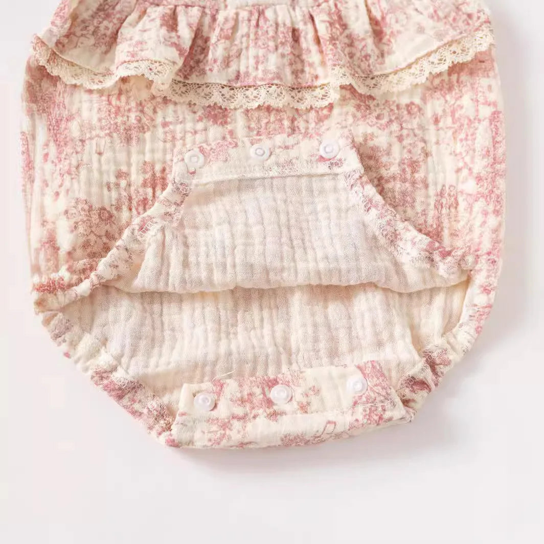 Newborn Romper Chinese Style Ink Painting Newborn Baby Girl Bodysuits +Hat Cotton Girls Jumpsuits Infants Onesie Outfits Clothes