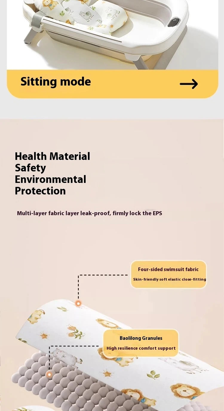 Portable Baby Bathtub Pad Ajustable Bath Tub Shower Cushion Newborn Support Seat Mat Foldable Baby Bath Seat Floating Water Pad