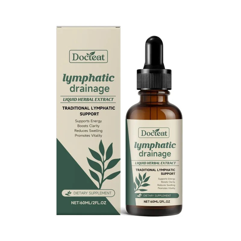 Docteat Lymphatic Drainage Herbal Drops Cleavers Prickly Ash Daily Lymphatic Support for Men Women 60ml 60 Servings