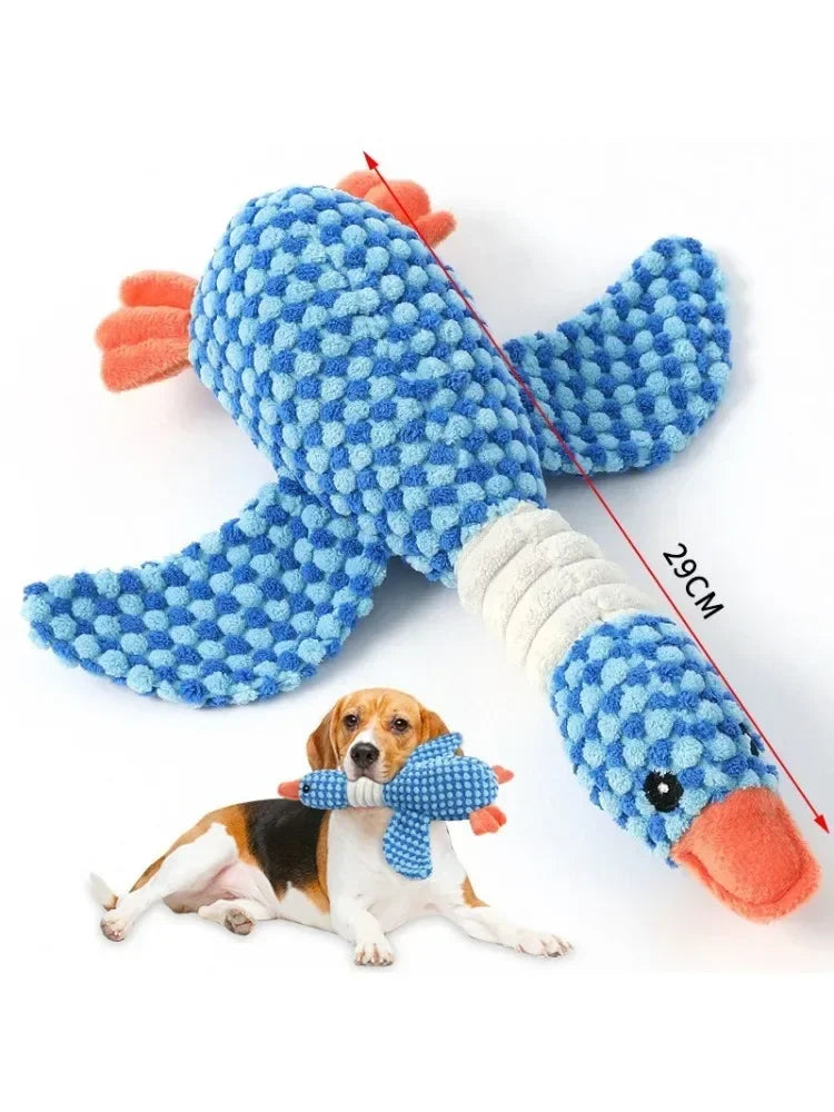 Pet Dog Toys Cute Goose Shape Plush Squeaky Chew Toy Bite Resistant Teeth Cleaning Interactive Stuffed Molar Pet Play Toys