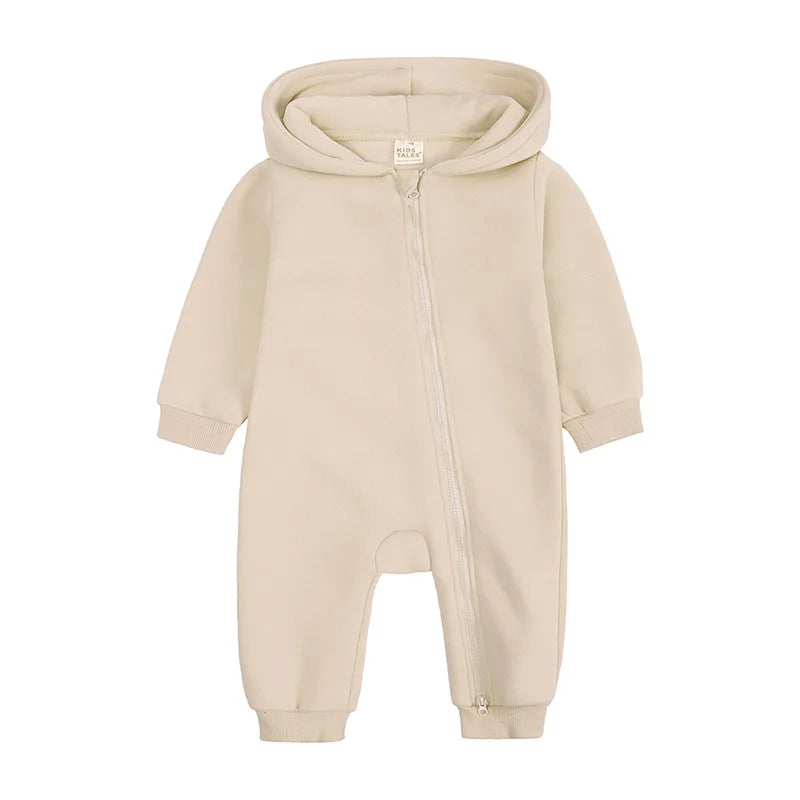 Baby Jumpsuits Rompers Winter Hooded Outfit Hoodies One-pieces Growings Zipper Jumpers Boys Girls Newborn 59-90cm Ropa De Bebe