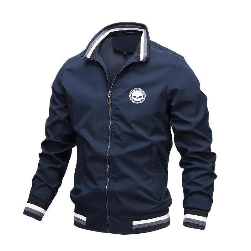 Autumn Winter Men's Stand Collar Casual Zipper Jacket Outdoor Sports Coat For Harley Davidson Motorcycle Styling Accessories