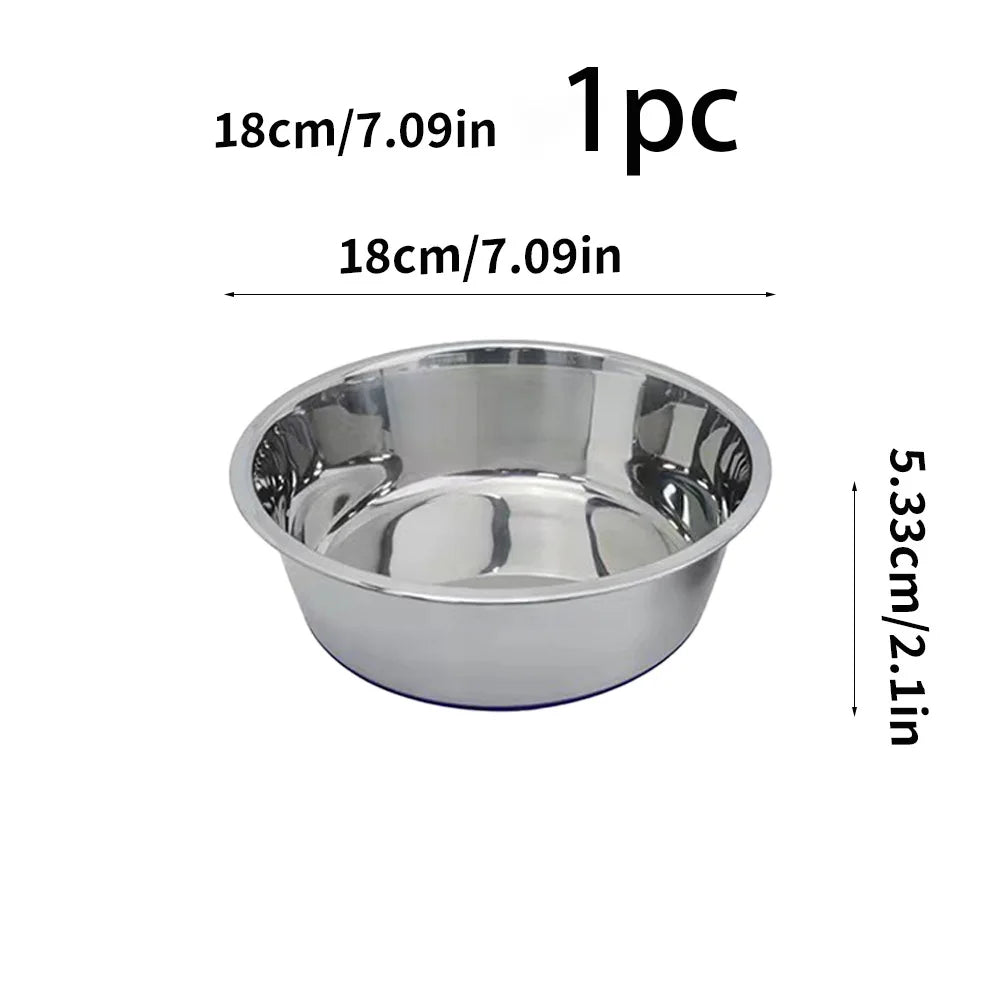Stainless steel dog bowl, available in three sizes, with a silicone non-slip base, suitable for small, medium, and large dogs
