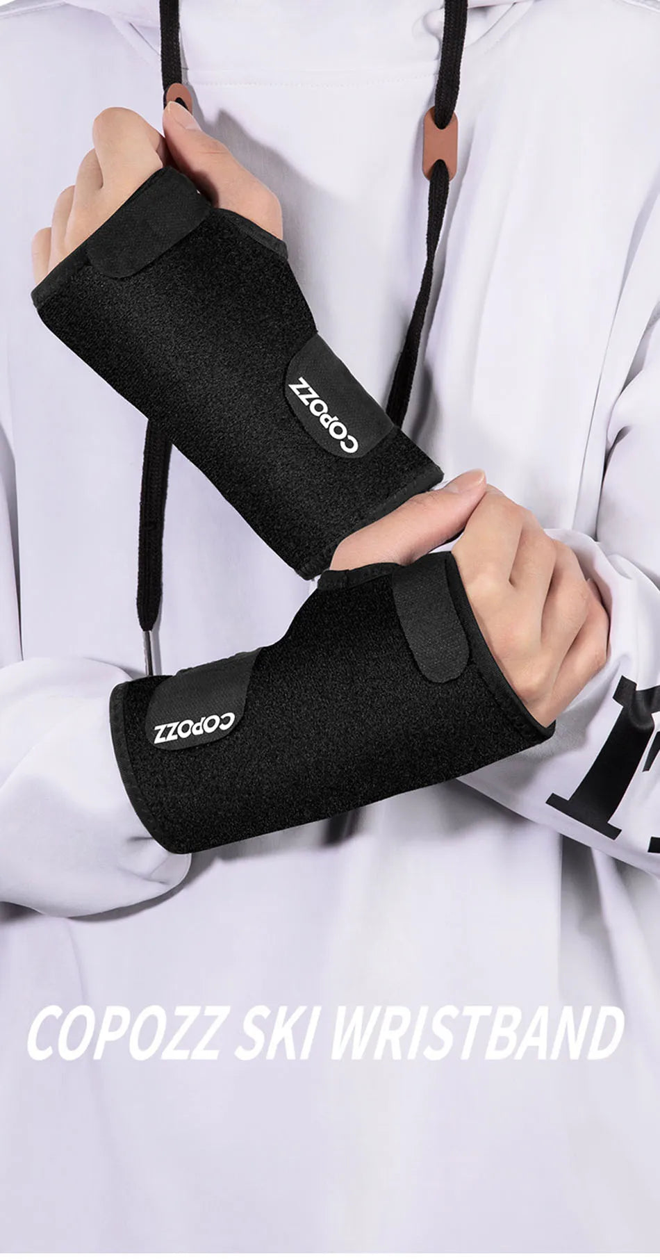 COPOZZ Ski Wristbands Unisex Wrist Wear-resistant Non-slip Protection Sweat Bands Running Fitness Sports Protection Equipment