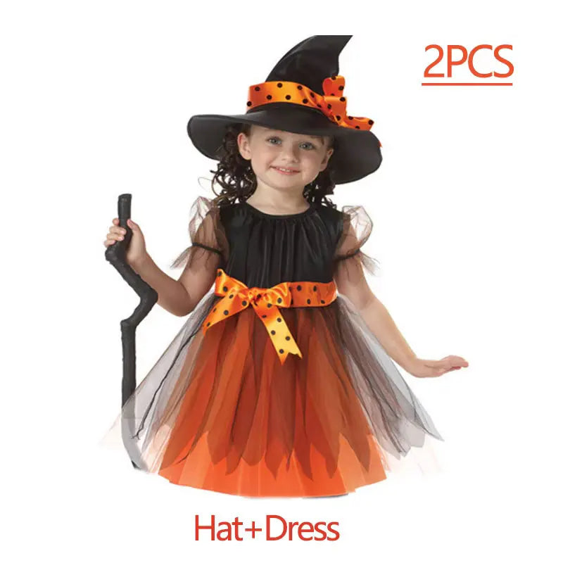 Halloween Costume for Girls Dress Scarlet Witch Vampire Devil Ghost Bat Carnival Party Dress Up  Kids Cosplay Clothes