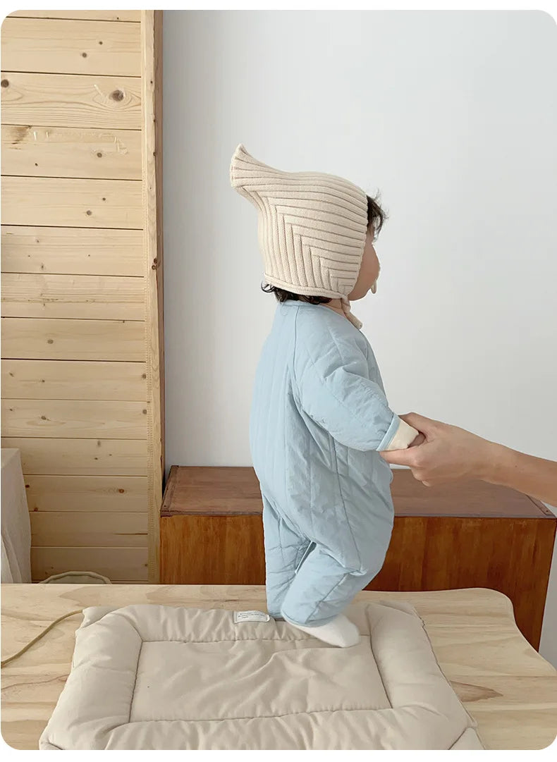 New Embroidered Baby Romper Autumn Winter Thicken Cotton One-piece Bodysuits for Boys Girls Outdoor Cotton Jacket Jumpsuit