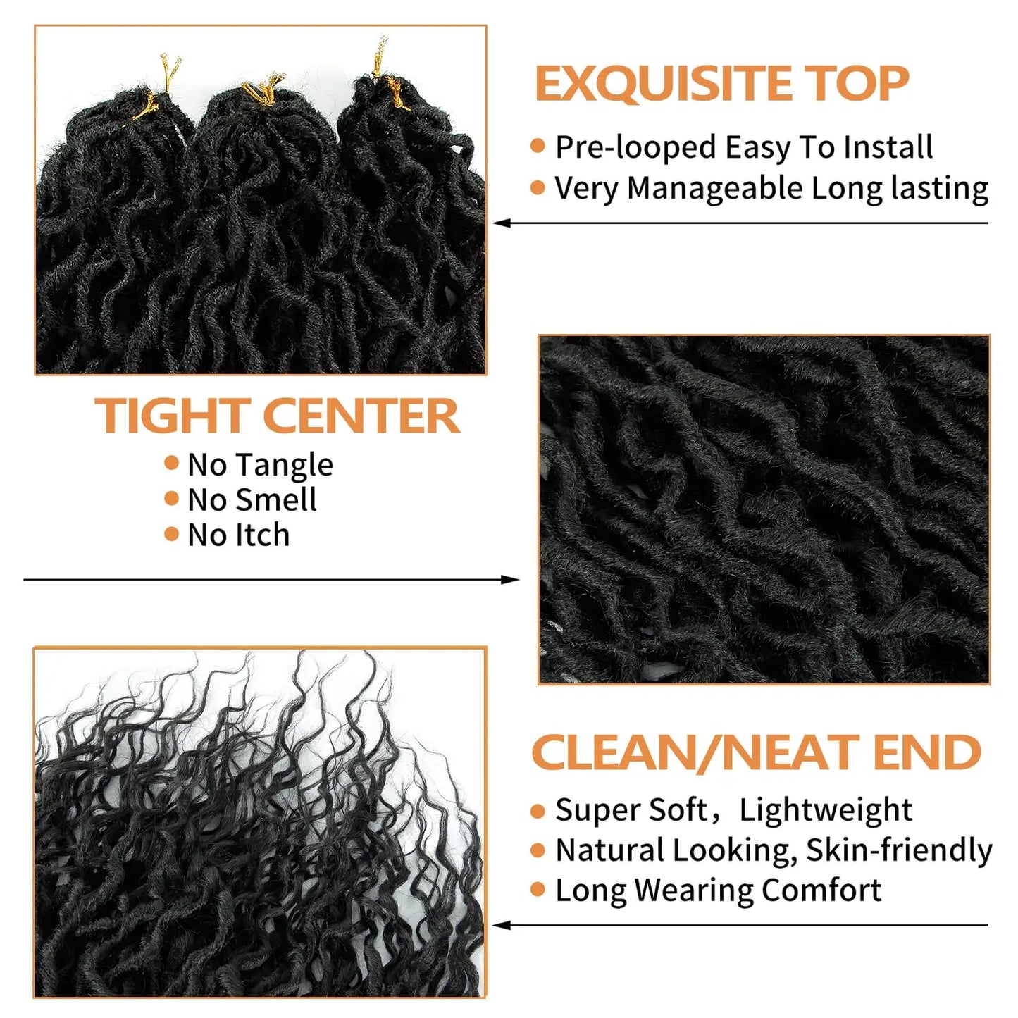 1/6Packs Goddess Locs Crochet Hair for Women,Pre Looped Crochet Braids with Wavy Curly Ends Queen Locs Synthetic Braid Extension