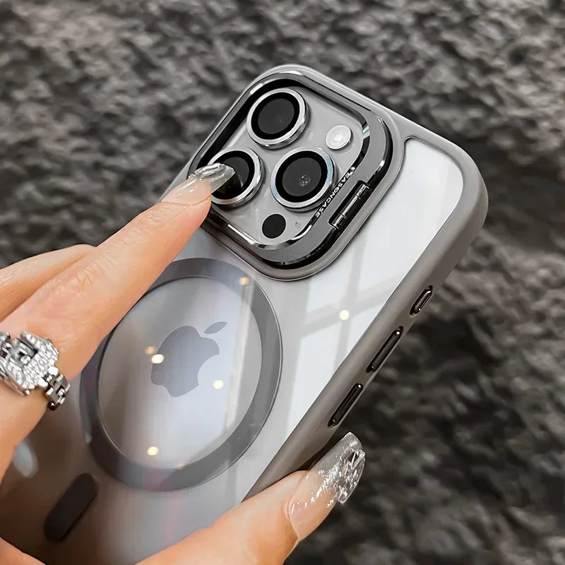 Luxury Magnetic Shockproof Phone Case For iPhone  18 16 17 15 14 13 12 11 Pro Max Funda For Magsafe Stand Lens Protector Cover