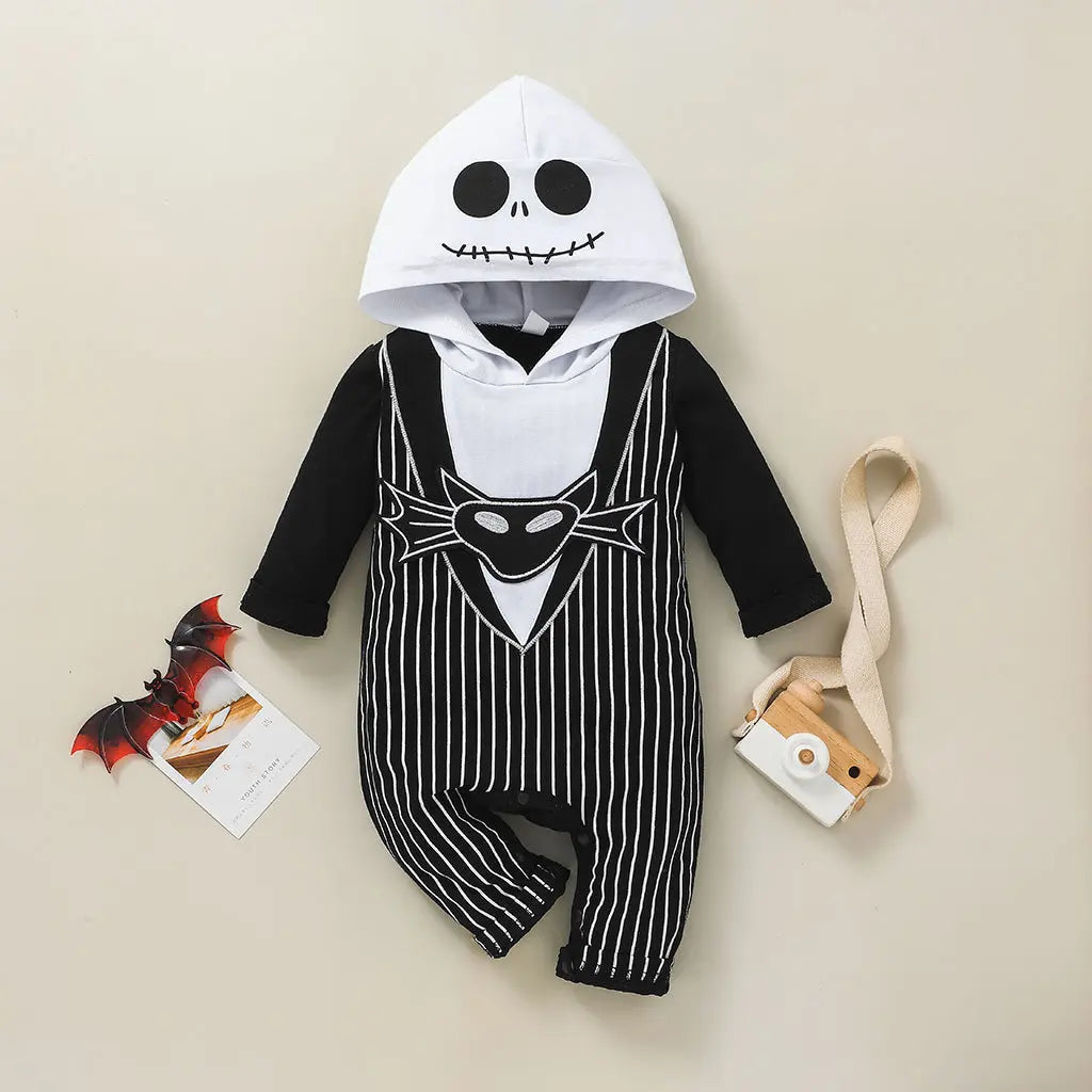 Little Baby Boys Gothic Pumpkin Skeleton Cosplay Jumpsuit Romper Kids Halloween Party Fancy Costume Outfit